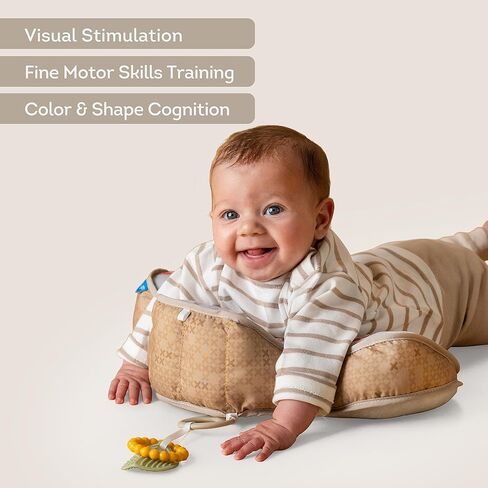 Taf Toys Tummy Time Support, 2-Stage Baby Toy for Newborns 0-6M, Crinkle Toy & U-Shape Design, Strengthens Neck/Back Muscles, Comfortable Baby Essentials & Must-Haves Montessori Toy for Infant Newborn in Kuwait