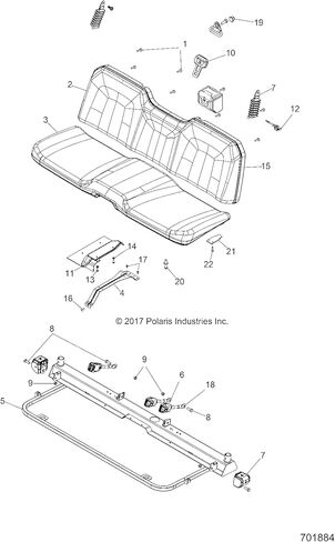 Polaris Ranger Bottom Seat Assembly, Gloss Black, Genuine OEM Part 2684884-070, Qty 1 in Saudi Arabia