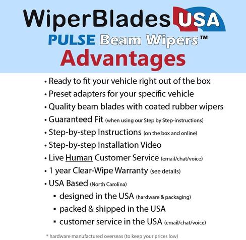 مجموعة شفرات المساحات WiperBladesUSA مع ضمان لمدة عام واحد متوافقة مع مساحات Genesis GV70 2025 (مجموعة من 2) ممسحات النبض in Kuwait