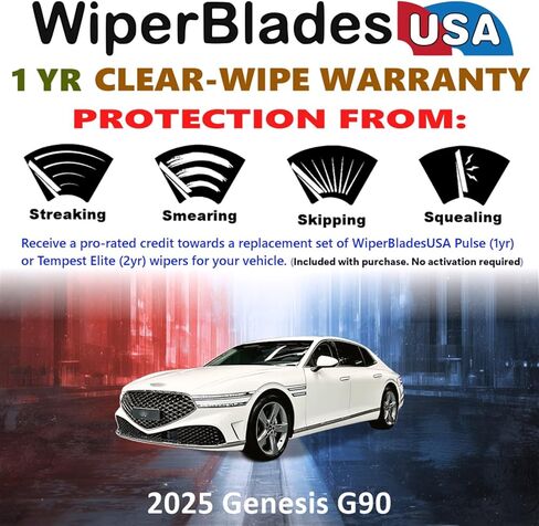 مجموعة شفرات المساحات WiperBladesUSA مع ضمان لمدة عام واحد متوافقة مع مساحات Genesis GV70 2025 (مجموعة من 2) ممسحات النبض in Kuwait