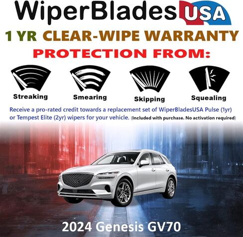 مجموعة شفرات المساحات WiperBladesUSA مع ضمان لمدة عام واحد متوافقة مع مساحات Genesis GV70 2025 (مجموعة من 2) ممسحات النبض in Kuwait