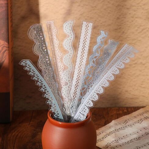 240 Pcs Lace Edged Vintage Scrapbook Paper, Transparent Lace PET Stickers Background Stationery Paper for DIY Junk Journal Card Collage Diary Planner Notebook Letter Photo Decoration in Saudi Arabia