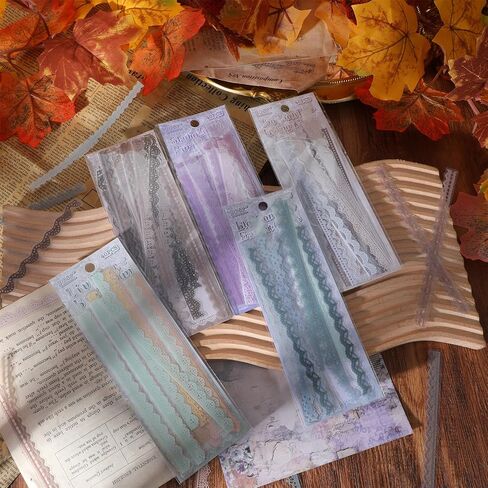 240 Pcs Lace Edged Vintage Scrapbook Paper, Transparent Lace PET Stickers Background Stationery Paper for DIY Junk Journal Card Collage Diary Planner Notebook Letter Photo Decoration in Saudi Arabia