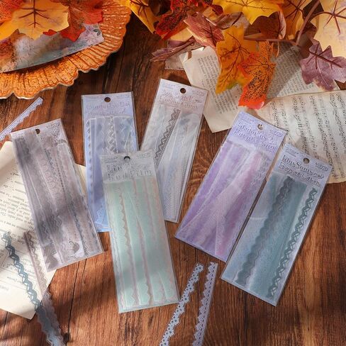 240 Pcs Lace Edged Vintage Scrapbook Paper, Transparent Lace PET Stickers Background Stationery Paper for DIY Junk Journal Card Collage Diary Planner Notebook Letter Photo Decoration in Saudi Arabia