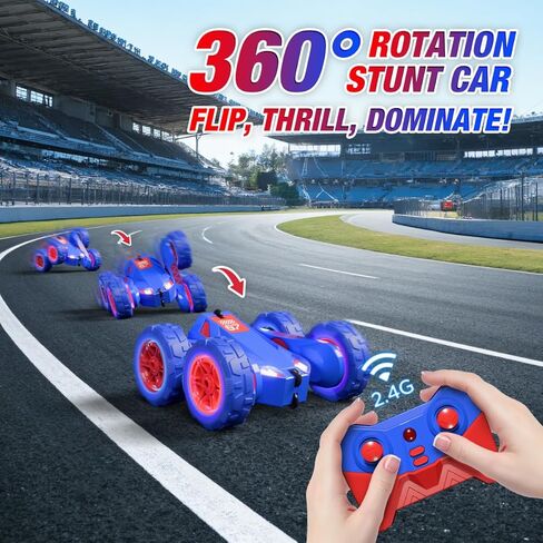 Remote Control Car, Rechargeable RC Cars & Remote Double-Sided Driving 360° Flips Rotating 2.4Ghz 4WD All Terrain Stunt Race Car Toy Christmas Birthday Gift for Kids Boys 3-12 in Saudi Arabia