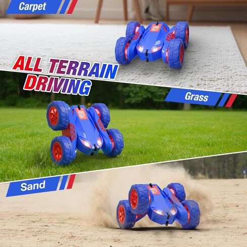 Remote Control Car, Rechargeable RC Cars & Remote Double-Sided Driving 360° Flips Rotating 2.4Ghz 4WD All Terrain Stunt Race Car Toy Christmas Birthday Gift for Kids Boys 3-12 in Saudi Arabia