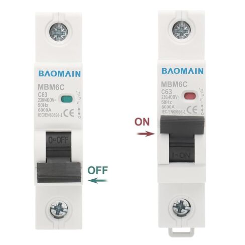 Baomain DZ47-63 1 Pole MCB قاطع دائرة مصغر AC 230V 400V C6/C10/C16/C20/C25/C32/C40/C50/C63 MCB (20 أمبير) in Saudi Arabia