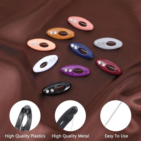 24 Pcs Muslim Colorful Hijab Safety Clips Hijab Pins for Women with Rhinestone Non-Slip Hollow Oval Scarf Brooches Headscarf Decoration for Girls Fastening Scarves Shawls Locking Cloth Nappy in Saudi Arabia