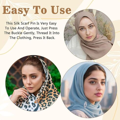 24 Pcs Muslim Colorful Hijab Safety Clips Hijab Pins for Women with Rhinestone Non-Slip Hollow Oval Scarf Brooches Headscarf Decoration for Girls Fastening Scarves Shawls Locking Cloth Nappy in Saudi Arabia