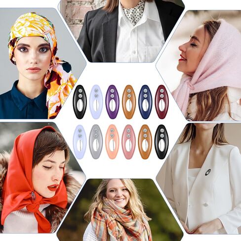 24 Pcs Muslim Colorful Hijab Safety Clips Hijab Pins for Women with Rhinestone Non-Slip Hollow Oval Scarf Brooches Headscarf Decoration for Girls Fastening Scarves Shawls Locking Cloth Nappy in Saudi Arabia
