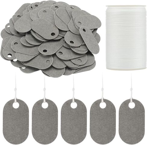 100 Pcs 145p Telecom Fiber Tags with 1 Roll 9 Ply Waxed Twine Lacing Cord Grey Industrial Grade Non-Conductive Label Fireproof Flame-Retardant Cable Electronics Label Writable Cord Wire Tag in Saudi Arabia