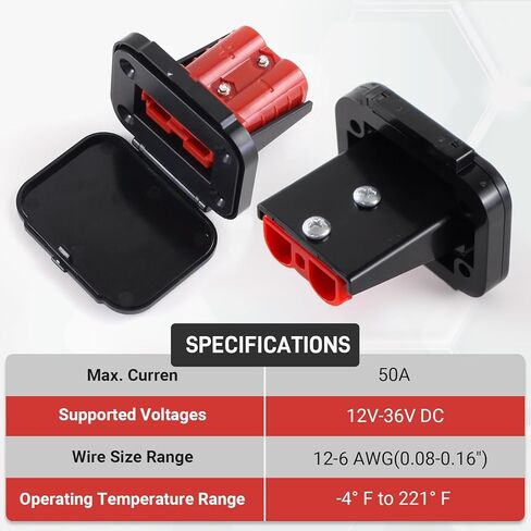 2 PCS 175A Anderson Plug, Quick Connect Wire Connectors with Mount and Cap, 4-1/0 AWG 12V to 36V Battery Quick Connect Cable Connector for Car Bike ATV Winches Forklift in Saudi Arabia