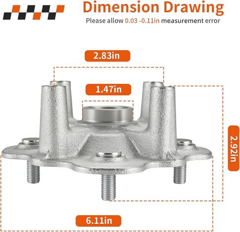 Front Left/Right Hub for Yamaha Kodiak Bruin Wolverine Grizzly Big Bear 350 400 450 YFM350 YFM400 YFM450 2003-2014 5ND-F5111-21-00 in Saudi Arabia