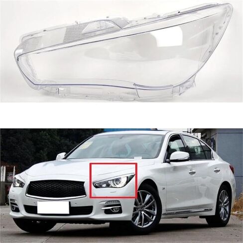 Auto Parts Replacement Transparent PC Lamp Housing Headlight Glass for Infiniti Q50 2013 2014 2015 2016 2017 2018(Left) in Saudi Arabia