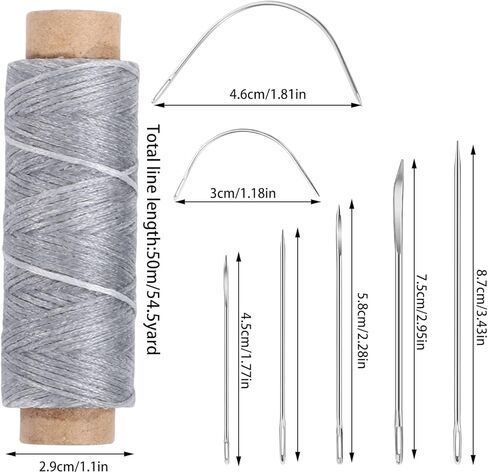 110 Yards Waxed Thread with 7 Pcs Hand Sewing Needles, Thread and Needles Kit for Home Sewing Upholstery Canvas Bags Carpet Sofa Repair and Sewing(Black Gray) in Saudi Arabia