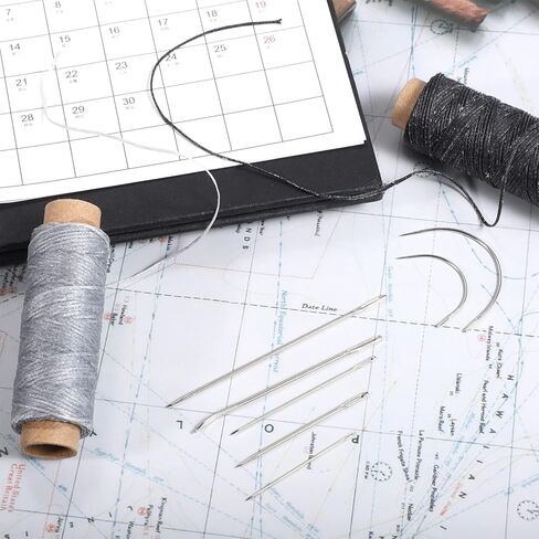 110 Yards Waxed Thread with 7 Pcs Hand Sewing Needles, Thread and Needles Kit for Home Sewing Upholstery Canvas Bags Carpet Sofa Repair and Sewing(Black Gray) in Saudi Arabia