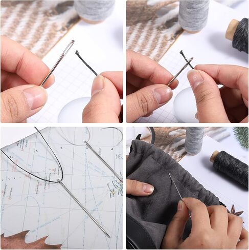 110 Yards Waxed Thread with 7 Pcs Hand Sewing Needles, Thread and Needles Kit for Home Sewing Upholstery Canvas Bags Carpet Sofa Repair and Sewing(Black Gray) in Saudi Arabia