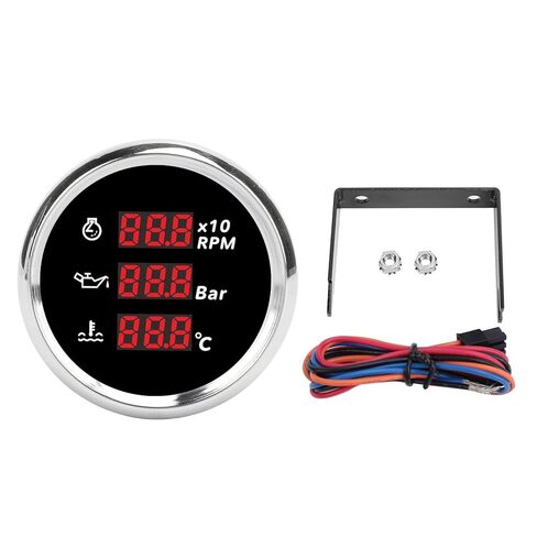 52mm Digital Oil Pressure Temp Gauge 810?00324 3 in LED Display Tachometer with Backlight Dial Silver Bezel for Boat Yacht RV Truck Motorcycle Marine Automotive Gauge in Saudi Arabia