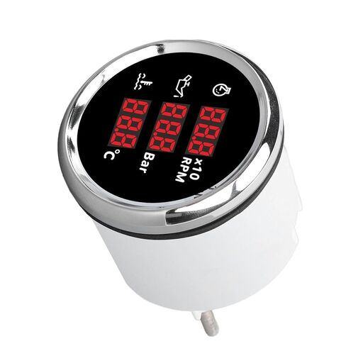 52mm Digital Oil Pressure Temp Gauge 810?00324 3 in LED Display Tachometer with Backlight Dial Silver Bezel for Boat Yacht RV Truck Motorcycle Marine Automotive Gauge in Saudi Arabia