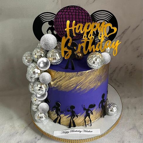 كرات ديسكو لتزيين الكيك، كرات مرآة مع زينة كعكة نجوم بوهو لسبعينيات وثمانينيات القرن الماضي، رقص ديسكو ليلة السبت، موضوع عيد الميلاد (فضي) in Kuwait