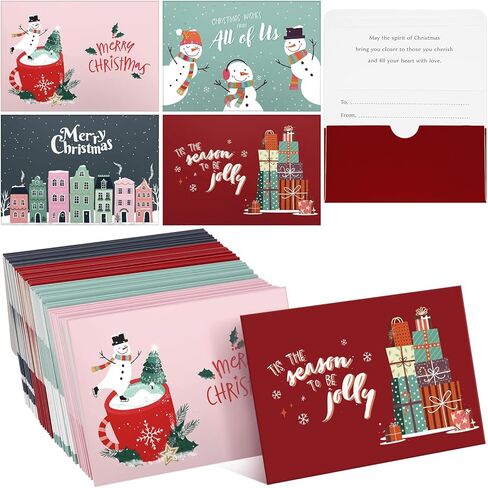 Zhanmai 48 Pcs Christmas Mini Gift Card Envelopes Business Mini Envelopes Gift Card Holder Without Cards for Holiday Greeting Invitation Christmas Festival Party Supplies in Saudi Arabia