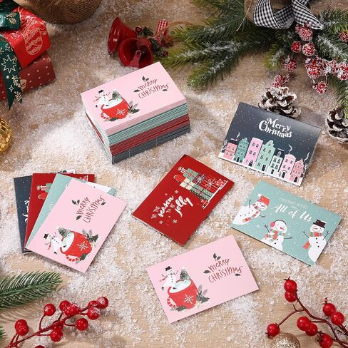 Zhanmai 48 Pcs Christmas Mini Gift Card Envelopes Business Mini Envelopes Gift Card Holder Without Cards for Holiday Greeting Invitation Christmas Festival Party Supplies in Saudi Arabia