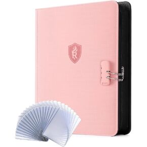 حافظة ذات 9 جيوب علوية مع قفل - تحمل 288 محمل علوي - ألبوم بطاقات ممتاز بسحاب على الوجهين للتجارة، MTG، البطاقات الرياضية (أسود) in Kuwait