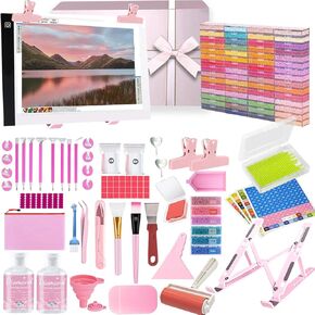 Qlonry 185 Pcs All Inclusive Diamond Painting Tool Kit Diamond Art Accessories Kit Including A4 LED Light Pad Kit,Bracket,Convex Point Design Storage Box,Painting Pen for DIY Craft in Kuwait
