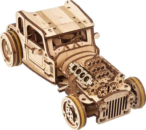 UGEARS Tracked Off-Road Vehicle - 4WD Model Vehicle Kits to Build - DIY 3D Car Model Puzzle with Spring Motor, 2 Driving Modes, Openable Hood with Engine - 3D Wooden Puzzles for Adults in Saudi Arabia