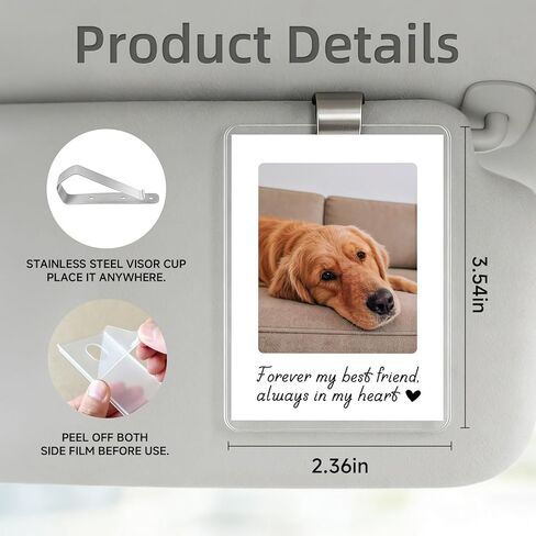 Personalized Pet Photo Car Visor Clip, Dog Remembrance Gift, Dog Sympathy Gifts, Pet Loss Memorial, Pet Remembrance Keepsake, Christmas Memorial Gift for Loss Cat (1) in Saudi Arabia