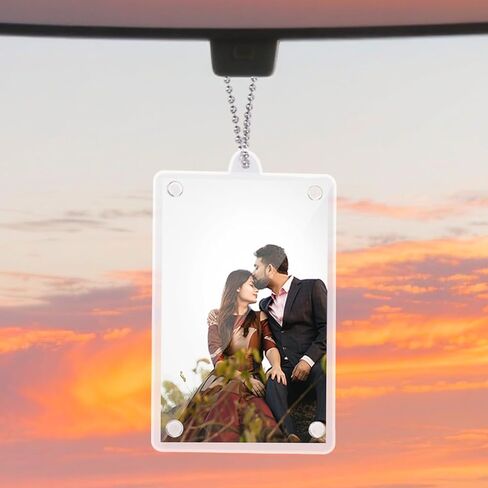 2pcs Magnetic Car Picture Holder, Acrylic Magnetic Sunshade Frame Visor Clip Personalized Photo Holder with Chain Rearview Mirror Accessories Ornaments Decor Car Hanging Photo Display in Saudi Arabia