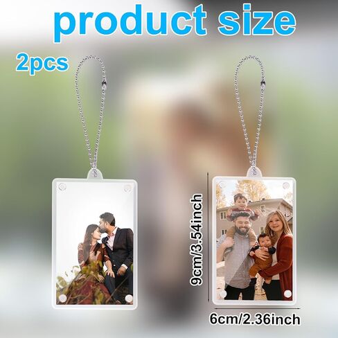 2pcs Magnetic Car Picture Holder, Acrylic Magnetic Sunshade Frame Visor Clip Personalized Photo Holder with Chain Rearview Mirror Accessories Ornaments Decor Car Hanging Photo Display in Saudi Arabia