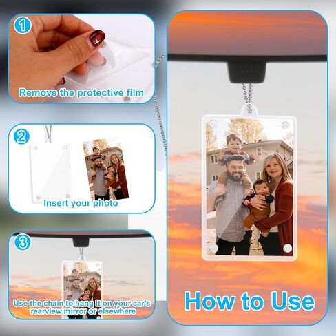 2pcs Magnetic Car Picture Holder, Acrylic Magnetic Sunshade Frame Visor Clip Personalized Photo Holder with Chain Rearview Mirror Accessories Ornaments Decor Car Hanging Photo Display in Saudi Arabia