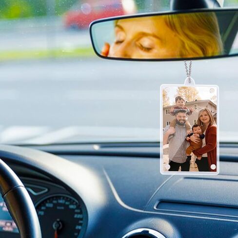 2pcs Magnetic Car Picture Holder, Acrylic Magnetic Sunshade Frame Visor Clip Personalized Photo Holder with Chain Rearview Mirror Accessories Ornaments Decor Car Hanging Photo Display in Saudi Arabia