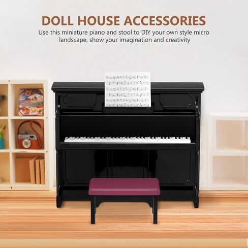 DOITOOL Mini Upright Piano and Piano Stool Dollhouse Scene Props 1 12 Scale Miniature Musical Instrument for Mini House Decor in Saudi Arabia