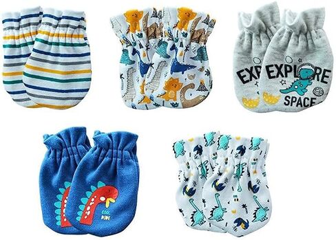 Newborn Baby Soft Cotton Organic Cap and Mitten Set Sunny Hats for Hospital Baby Boy and Girl(0-6 Months) in Saudi Arabia