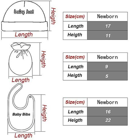 Newborn Baby Soft Cotton Organic Cap and Mitten Set Sunny Hats for Hospital Baby Boy and Girl(0-6 Months) in Saudi Arabia