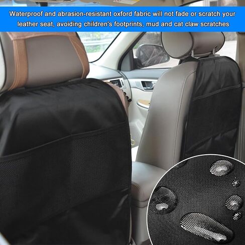 2 PCS Back Seat Cover for Kids, Car Kick Mat Seat Protector with 2 Storage Pockets, Premium Water Resistant Backseat Kick Mats Protect Vehicle from Dirt, Mud, Scratches in Saudi Arabia