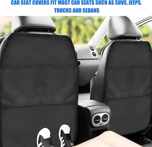 2 PCS Back Seat Cover for Kids, Car Kick Mat Seat Protector with 2 Storage Pockets, Premium Water Resistant Backseat Kick Mats Protect Vehicle from Dirt, Mud, Scratches in Saudi Arabia