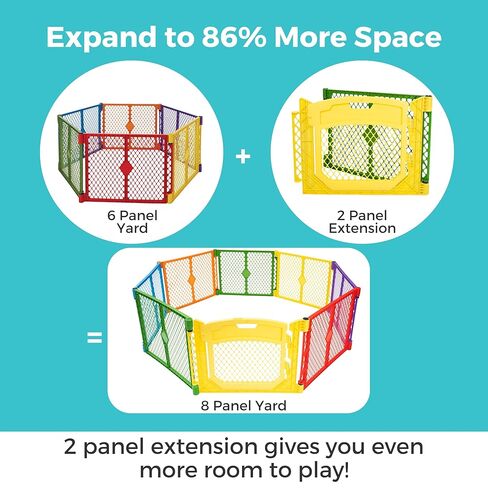 Toddleroo by North States Superyard Colorplay Ultimate 2 Panel Extension, Made in USA: Increases play space up to 34.4 sq. ft. (Adds 64", Multicolor) in Kuwait