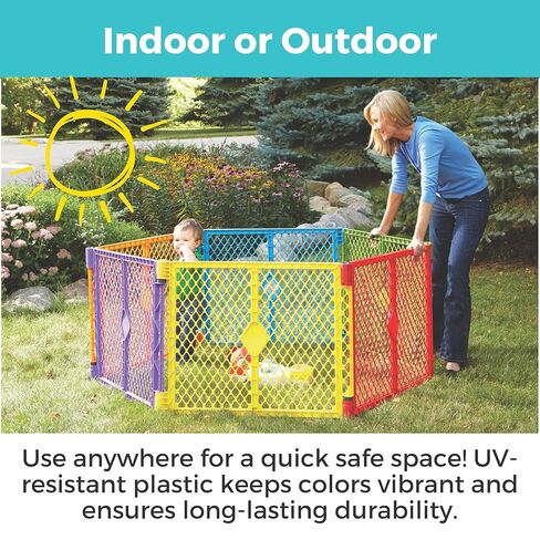 Toddleroo by North States Superyard Colorplay Ultimate 2 Panel Extension, Made in USA: Increases play space up to 34.4 sq. ft. (Adds 64", Multicolor) in Kuwait