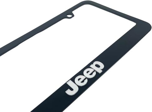 License Plate Frame (Black with Mirror) for Jeep - Made in USA in Saudi Arabia