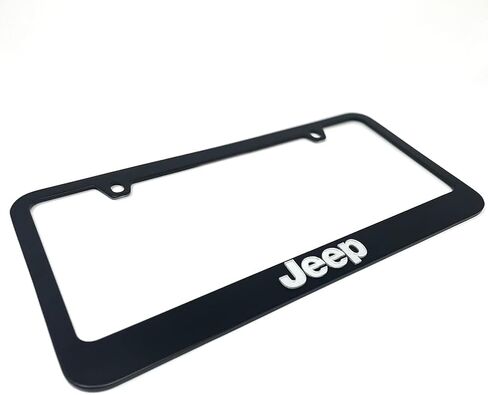 License Plate Frame (Black with Mirror) for Jeep - Made in USA in Saudi Arabia