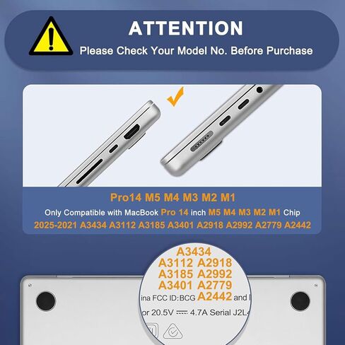 حافظة MOSISO متوافقة مع جهاز MacBook Pro 14 بوصة 2025-2021 M5 M4 M3 M2 M1 A3434 A3112 A3185 A3401 A2918 A2992 A2779 A2442، حافظة بلاستيكية صلبة وغطاء لوحة مفاتيح وغطاء شاشة وغطاء كاميرا ويب، شفاف كريستالي in Saudi Arabia