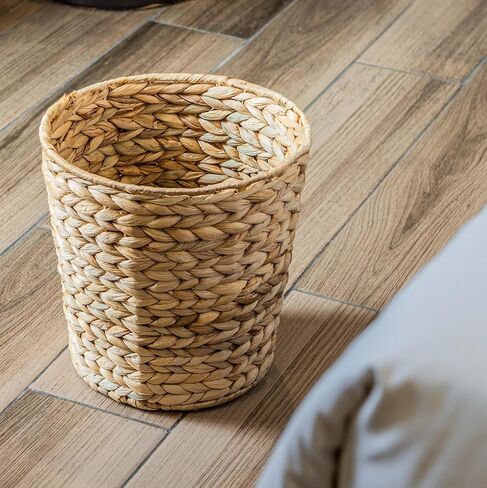 Wicker Trash Can with Lid | Wicker Trash Basket | Wicker Waste Basket for Bathroom, Bedroom, Kitchen, Living Room in Saudi Arabia