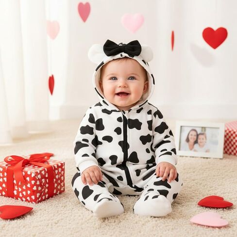 AMAWMW Newborn Baby Girl Winter Clothes Milk Cookies Hooded Jumpsuit Infant One Piece Romper Snowsuit Gifts Fall Outfit in Saudi Arabia