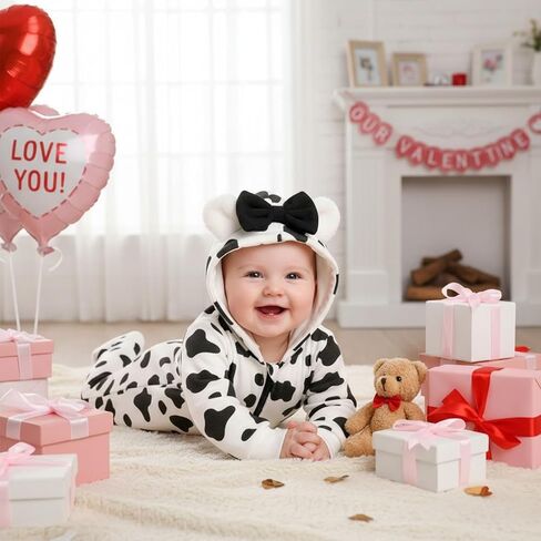 AMAWMW Newborn Baby Girl Winter Clothes Milk Cookies Hooded Jumpsuit Infant One Piece Romper Snowsuit Gifts Fall Outfit in Saudi Arabia