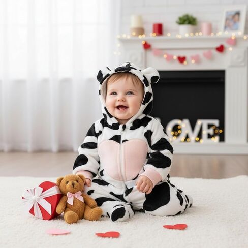 AMAWMW Newborn Baby Girl Winter Clothes Milk Cookies Hooded Jumpsuit Infant One Piece Romper Snowsuit Gifts Fall Outfit in Kuwait