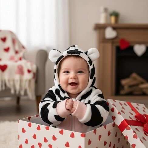 AMAWMW Newborn Baby Girl Winter Clothes Milk Cookies Hooded Jumpsuit Infant One Piece Romper Snowsuit Gifts Fall Outfit in Kuwait
