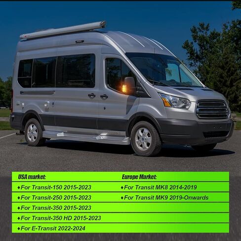مصابيح إشارة الانعطاف الجانبية LED متوافقة مع 2015-2023 Transit-150/250/350/350HD و2022-2024 E-Transit - أضواء وامضة للمرآة الجانبية قطعتان من عدسات الدخان in Kuwait